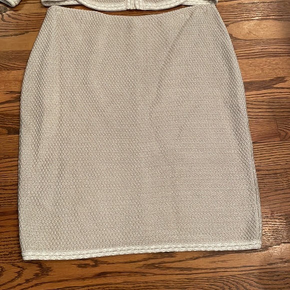 St. John Tan Knit Skirt Suit - Picture 3 of 7